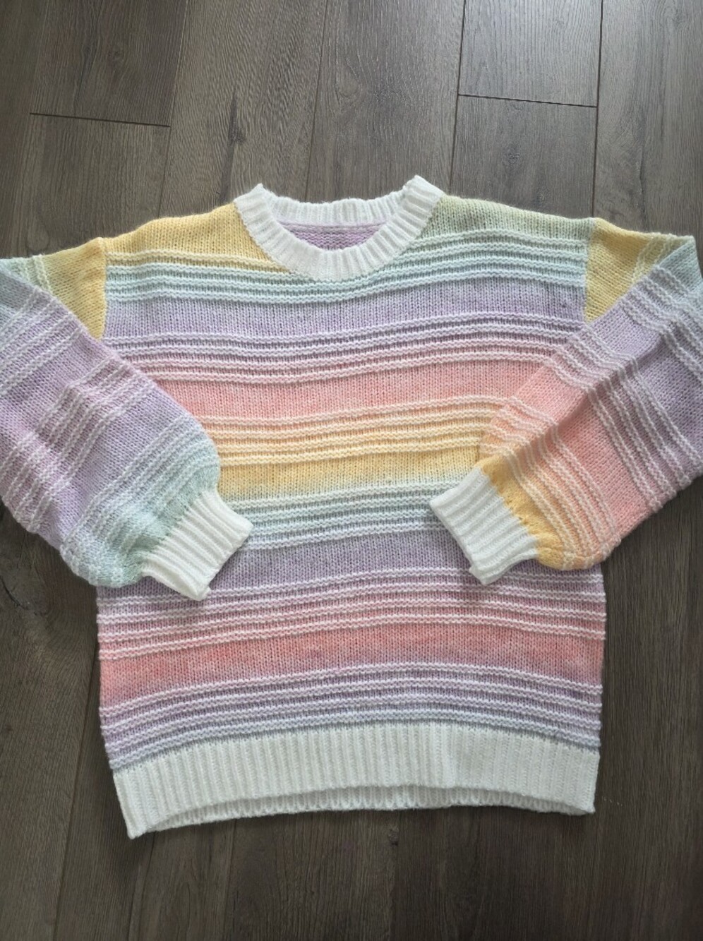 Rainbow Sweater - Textured Knit - Size Medium
